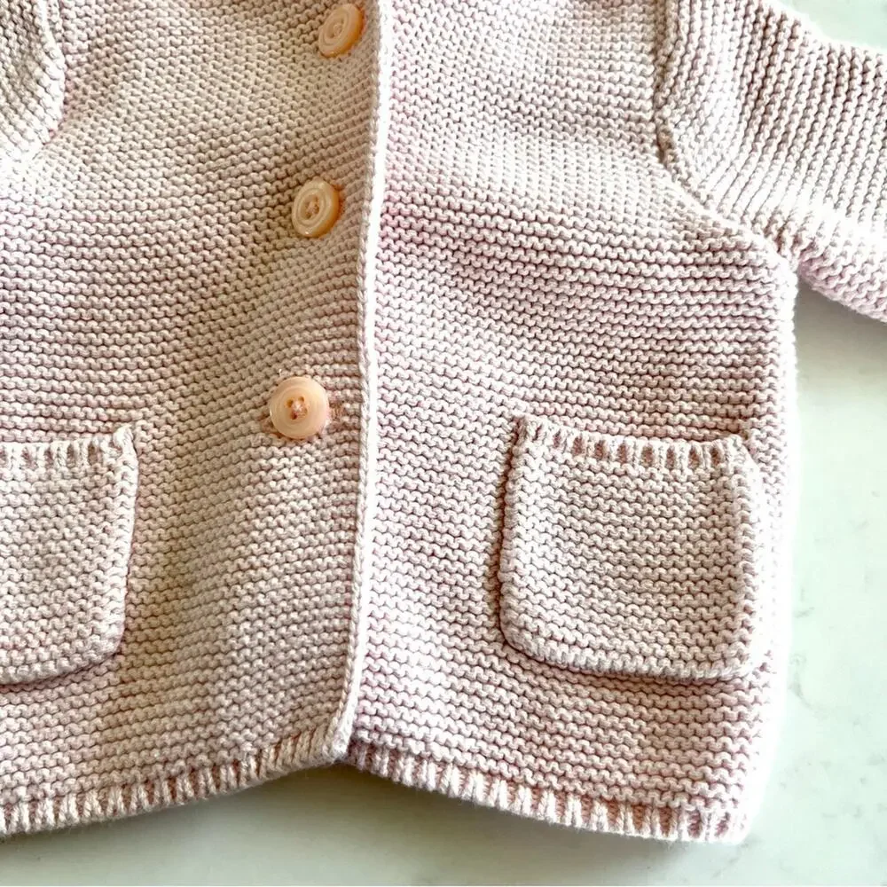 Baby Gap girls pink pearl knit cardigan sweater size 3/6 months